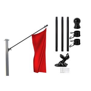 Kit de m&acirc;t de drapeau mural avec support et anneaux rotatifs pour usage r&eacute;sidentiel et commercial - Neuf