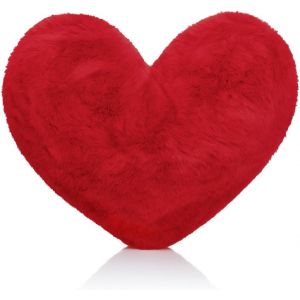 CAUC-Coussin en Forme de Coeur env. 40 x 30 cm Coussin d&eacute;coratif Oreiller Coussin Coeur en Peluche Douce Coussin Douillet Canap&eacute; Lit - Rouge - Neuf
