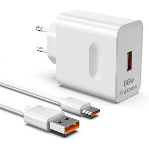 JGD-66W Supercharge Chargeur Rapide pour Huawei Honor 90 80 Pro 70 Lite 400 200 100 X9 X8 X7 Magic 7 6 5 V5 V3 Vs Vs2 Pad Mate Pura Nova Serie 66W Supercharge Chargeur avec 6A C&acirc;ble USB C 1m - Neuf