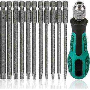 Jeu de 12 tournevis Torx T6-T40,tournevis long 120mm Tournevis à main magnétique T6-T40 Outils de réparation,Tournevis à cliquet magnétique pour cordon - Neuf