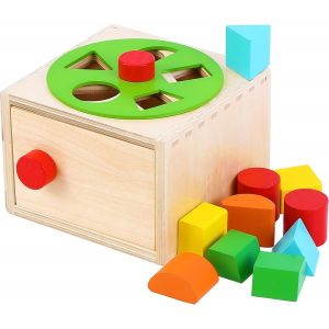 DDA-Cube triage des Formes avec Roue tournante - Cube d'activité en Bois éducatif Montessori pour Apprendre Les Formes et pour l'apprentissage des Enfants en âge préscolaire. - Neuf