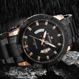 Montre-Bracelet A Quartz Etanche Pour Homme Naviforce (Boitier Cafe Noir) - Neuf