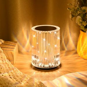 Lampe De Table Led En Cristal Diamant, Lampe De Chevet À Commande Tactile, Lampe Rechargeable Pour Chambre À Coucher, Bar, Café, Chambre À Coucher, Salon, Fête - Neuf