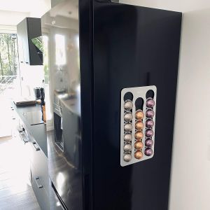 Support,Rangement Pour Capsules,Dosettes De Café ¿ Aimanté ¿ Compatible Nespresso Vertuo ¿ Aluminium Composite Argenté - Neuf