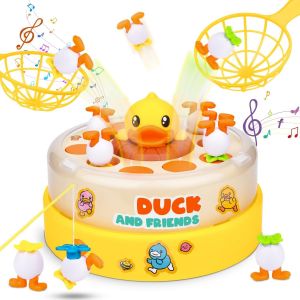 PLAY-Jouet De Grenouille Sauteuse, Jeu De Pêche Magnétique, Jeux Musicaux Pour Sauter Et Attraper Des Canards, Jeux De Société Pop-Up Duckdash, Jeux Familiaux De Rebond Et D'Attrape Pour Enfants - Neuf
