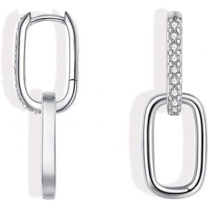 Kal-Boucles D'oreilles Cr&eacute;oles En Argent Sterling 925 Avec Pendentif, Boucles D'oreilles Cr&eacute;oles Pour Femme, Double Cercle G&eacute;om&eacute;trique, Huggie Petit Sommeil, Cr&eacute;oles Triangulaires Ovales, - Neuf