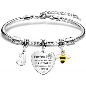 Eryi-Bracelet Lettre Initiale A-Z,Bracelets Pour Amitié,Cadeau Femme Bracelets,Charm Coeur Lettre A-Z Acier Inoxydable,Cadeaux D'anniversaire Pour Femmes Fille Nièce S?ur Amie Filles Maman Tante - Neuf