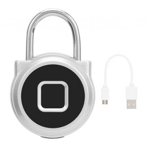 Cadenas biometrique a empreintes digitales, antivol, avec indicateur LED, pour tiroir a bagages, armoire de fitness, argent - Neuf