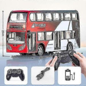 Bus télécommandé sans fil avec simulation lumineuse, grand bus électrique à deux étages, jouet pour garçons et enfants, voiture télécommandée - Ya Boris - Neuf