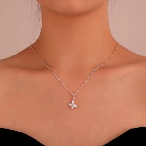 Kal-Collier Tour De Cou Papillon Cristal Collier Pendentif Papillon Mini Collier Papillon Argent Collier Papillon Cha&icirc;ne Bijoux Pour Femmes Et Filles Cadeaux - Neuf