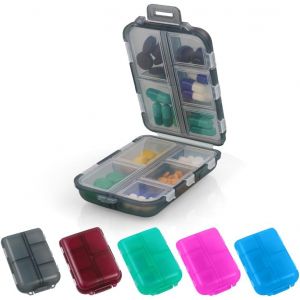 Pilulier Portable,Semainier Medicament,Pilulier Avec 10 Compartiments,Plastique Boîtes À Pilules,Distributeur De Pilules Médicaments Pour Médicaments,Suppléments Et Vitamines (Gris) - Neuf
