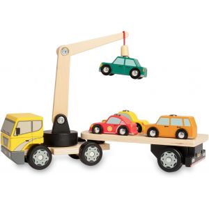 KAJGL-Camion Magnétique En Bois Avec 4 Voitures& Grue¿Jouet En Bois Montessori Dès 2 Ans¿Véhicules Interactifs Pour Filles Et Garçons¿Idée Cadeau Éducatif 2-3 Ans¿Jeu De Motricité Fine - Neuf