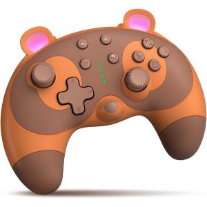 Manette Switch, Cute Raccoon Animal Manette Switch Pro For Switch Lite/Oled/Pc, T&eacute;l&eacute;commande Sans Fil Pour Switch, Manette De Jeu Avec Turbo/Motion Control/Wake-Up, Vibration - Neuf
