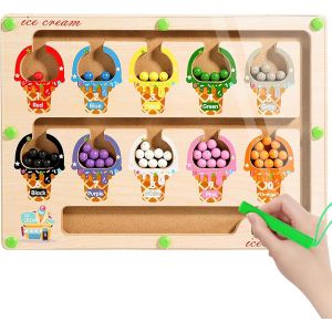 KAL-Labyrinthe Magnetique,Jouet Montessori &Agrave; Partir De 2 3 4 5 Ans, Jeu De Tri Magn&eacute;tique Labyrinthe De Cr&egrave;me Glac&eacute;e,Jeu &Eacute;ducatif Pour Apprendre &Agrave; Associer Les Couleurs Et &Agrave; Compter (Cr&egrave;me Glac&eacute;e) - Neuf