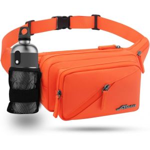 CAUC-Sac Banane pour Femme et Homme Imperm&eacute;able Sacoche Banane avec Porte Bouteille, Grande Capacit&eacute; Ceinture r&eacute;glable Banane Homme pour Balade Escalade Sport Fanny Pack Waist Pack (Orange) - Neuf