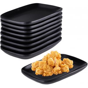 Lot De 8 Assiettes &Agrave; Dessert En M&eacute;lamine Noire 15,5 Cm - Neuf
