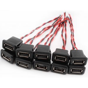 JGD-10PCS Connecteur USB Type A, Montage sur Panneau USB Type A, C&acirc;ble de Connecteur Femelle USB A avec Boucle &agrave; Rainure &agrave; Pression - Neuf