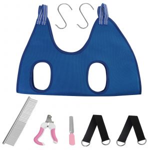 Hjlian Hamac Bleu Pour Chat Et Chien De Taille L, Coupe Des Griffes Pour Animaux De Compagnie, Ensemble De Hamac De Toilettage Pour Chat Et Chien De Petite Et Moyenne Taille, Espacement Des Pattes Avant Et Arriere De 35 Cm - Neuf