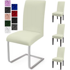Eryi-Housse De Chaise Salle À Manger 4pcs Housse De Chaise Universel Couverture De Chaise Extensible Housse Chaise Moderne Protection De Chaise Housse De Protection Pour Hotel Décor(Ivoire Blanc,4pcs - Neuf