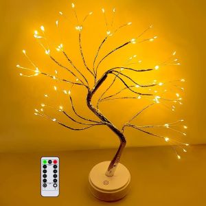 Kal-Arbre Lumineux Led Lampe Arbre 108 Led Lumière D'arbre Intérieur Arbre Fairy Light Avec Télécommande Branches Réglables Lumières Décoratives Pour Fête, Mariage, Noël (Blanche Chaude) - Neuf