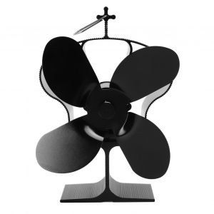 Hjlian Ventilateur De Poele A 4 Pales Alimente Par La Chaleur, Resistant Aux Hautes Temperatures, Demarrage Automatique, Noir, Diametre 152 Mm, Style Couronne Lt381 - Neuf