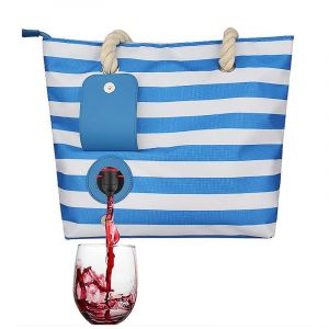 Sac à main fourre-tout en toile avec distributeur dissimulé et compartiment isotherme, bleu - Neuf
