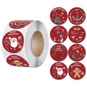 2 Rouleaux De 1000pcs De Noël Autocollants Rouleau De 1,5 Pouces 8 Motifs Joyeux Noël Décoration Ronde Des Autocollants Vacances De Noël Autocollant Pour Enveloppes Joints De Boîtes-Cadeau De Cartes - Neuf