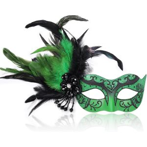 Masque De Bal Masqu&eacute; Pour Femme Avec Plumes-Masque V&eacute;nitien &Agrave; Plumes Pour Bal Masqu&eacute;,Mardi Gras.[J419] - Neuf