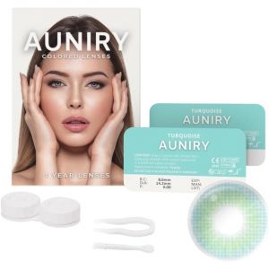 Kalanka-Auniry Lentilles Couleur Bleu ""Turquoise"" Naturel : Kit Complet (2 Lentilles, Pince, Ventouse Et &Eacute;tui), 12 Mois, Sans Correction, Sans Prescription, 0 Dioptrie Et Dia 14.2mm | Auniry - Neuf