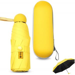 Mini Parapluie Pliable Compact 8 Nervures - Anti-Uv/Coupe-Vent Professionnel Avec &Eacute;tui De Transport - Ultra-L&eacute;ger Pour Voyage, Sac &Agrave; Main & Poche - Neuf