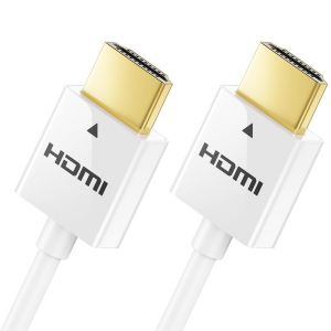 1.5m Slim HDMI Cable (Small and Flexible HDMI Cable) 4K HDMI Cable 2.0 1080P 2160P UHD ARC HDR 3D for TV,Monitor,Beamer,Laptop,PC,Computer,PS4,PS5,XBOX-White - Neuf