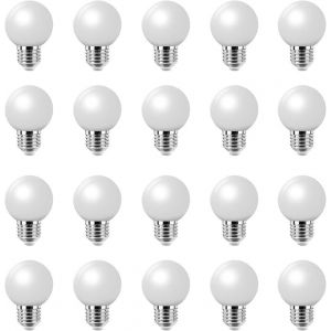Tianyi-Lot De 20 E27 Culot À Vis 2w Led Ampoule Globe Lampe Pour Vacances Décoration De Fête 220 V - Blanc Chaud 3000k - Neuf