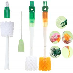 Lot De 2 Goupillon Gourde, Goupillon Bouteille Multifonctionnelle 5 En 1, Goupillon Biberon, Brosse Nettoyage Pour Couvercle De Tasse, Goupillon Paille, Brosse Biberon B&eacute;b&eacute;, Ecouvillon Bouteille - Neuf