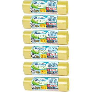 Lot de 60 sacs poubelle 110 L 70 x 110 cm avec lacets de fermeture, jaunes, collecte diff&iquest;&iquest;renci&iquest;&iquest;e s&iquest;&iquest;che, sacs poubelle r&iquest;&iquest;sistants et recycl&iquest;&iquest;s, 6 rouleaux de 10 pi&iquest;&iquest;ces - Neuf