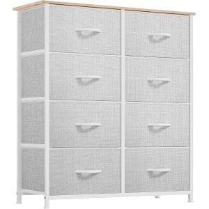 SUBZONAL-Commode en Tissu avec 8 tiroirs, Meuble de Rangement Pratique, Armoire pour Salon, Chambre d'enfant, Couloir,Gris Clair - Neuf
