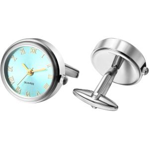 Eryi-Montres Boutons De Manchette Hommes Montre De Poche : Ronde Analogique Quartz Bouton De Manchette Montre Avec Chiffres Romains Boutons De Chemise Manchettes Cadeaux Pour Hommes Mariage - Neuf