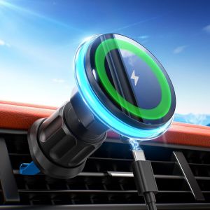 15 W Car Induction Phone Holder, Super Powerful Suction Car Induction Charger, Magsafe Car Charger With Night Light, Wireless Charger For Iphone 16/15/14/13/12 - Neuf