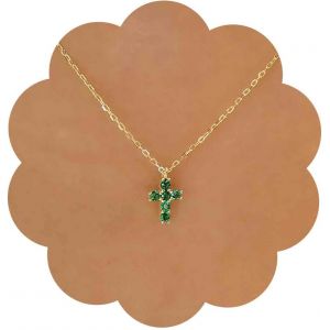 Kal-Collier Ras Du Cou Croix Émeraude Vintage Collier Pendentif Croix En Cristal Vert Collier Croix Religieuse Collier Chaîne En Or Minimaliste Bijoux Pour Femmes Et Filles - Neuf