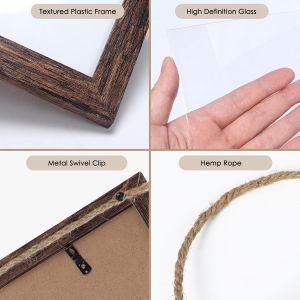 Cadres Photo 10x15 Noirs Collage Triple Ensemble Suspendu, 6 Cadres 10x15 Modernes Verticaux pour Afficher Des Photos, Des Postales, Des Affiches - Neuf