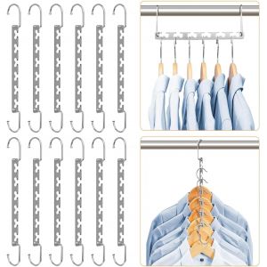 Cintre Gain de Place, Cintres Metal Magiques INOX Antid&eacute;rapant, Multifonctionnel Organisateur de Cintre Gain de Place dans Les Placards (Lot de 12) - Neuf