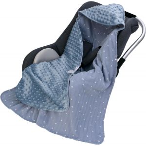 Ulteronixshop-Couverture Universelle 100 % Coton, 90 X 90 Cm, Double-Face, Avec Capuche, Pour Si&egrave;ge Auto, Poussette, Couverture Pour B&eacute;b&eacute;, Nouveau-N&eacute;, Toutes Saisons, Unisexe, Bleu-Gris - Neuf