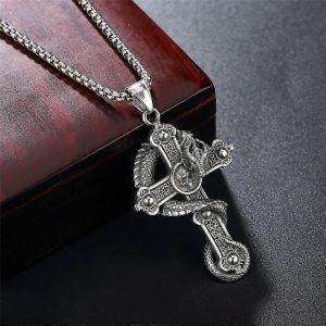 Nouveau Européen Et Américain Titane Acier Collier Croix Dragon Pendentif Vintage Punk En Acier Inoxydable Collier Usine Bijoux Ventes Directes - Neuf