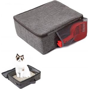 Shiliu-Litière Pour Chat Pliable Avec Couvercle, Bac À Litière Portable Avec Pelle À Litière, Étanche Et Durable, Facile À Nettoyer[ - Neuf