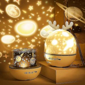 Veilleuse De Projecteur Pour Bébé,Veilleuse Led Enfant Comédie Musicale,Lampe Lumineuse 360 Rotation,8 Chansons,6 Projection - Neuf