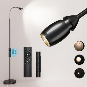 Lampadaire, Col De Cygne Flexible 360° Liseuse Led Sur Pied Avec Spot Zoomable, Lampe Salon Et Télécommande 2700k-6500k Dimmable Pour Chambre D'enfant, Bureau, Coin Lampe De Chevet, 183cm Noir - Neuf