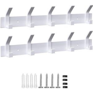 Porte Manteau Mural, 2 Pi&egrave;ces Porte Manteau, Crochet Porte Manteau Mural Pour Cuisine, Salle de Bain et Chambre (Blanc) - Neuf