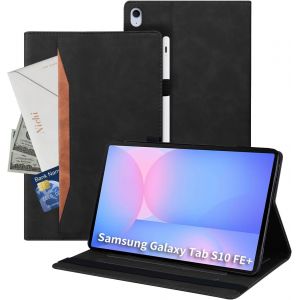 Coque pour Samsung Galaxy Tab S10 FE Plus/S10 FE+ 13.1&iexcl;&plusmn; 2025 Housse en Cuir PU Tab de Style Classique Protection Tablette Anti-Chute ?tui avec Emplacement pour Carte, Noir - Neuf