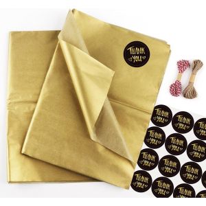 Lot De 50 Feuilles De Papier De Soie - 50 X 70 Cm - Doré - Papier Transparent Pour Emballage De Pompons - Décoration De Table - Bricolage - Fabrication De Cartes - Neuf