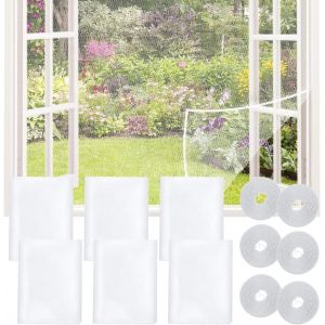 6 Pièces Moustiquaire Fenetre,150 X 130 Cm Filet Écran Insecte Moustiquaire Filet,Filet Écran Insecte Avec 6 Auto Rubans Adhésifs,Sans Perçage,Anti-Mouche Moustiques (White) - Neuf