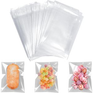 Sacs À Biscuits,100 Pièces Sacs En Cellophane Transparents Petits Sacs En Cellophane Sacs À Biscuits Auto-Adhésifs Sacs À Gâteaux Transparents (7 * 10 Cm) - Neuf